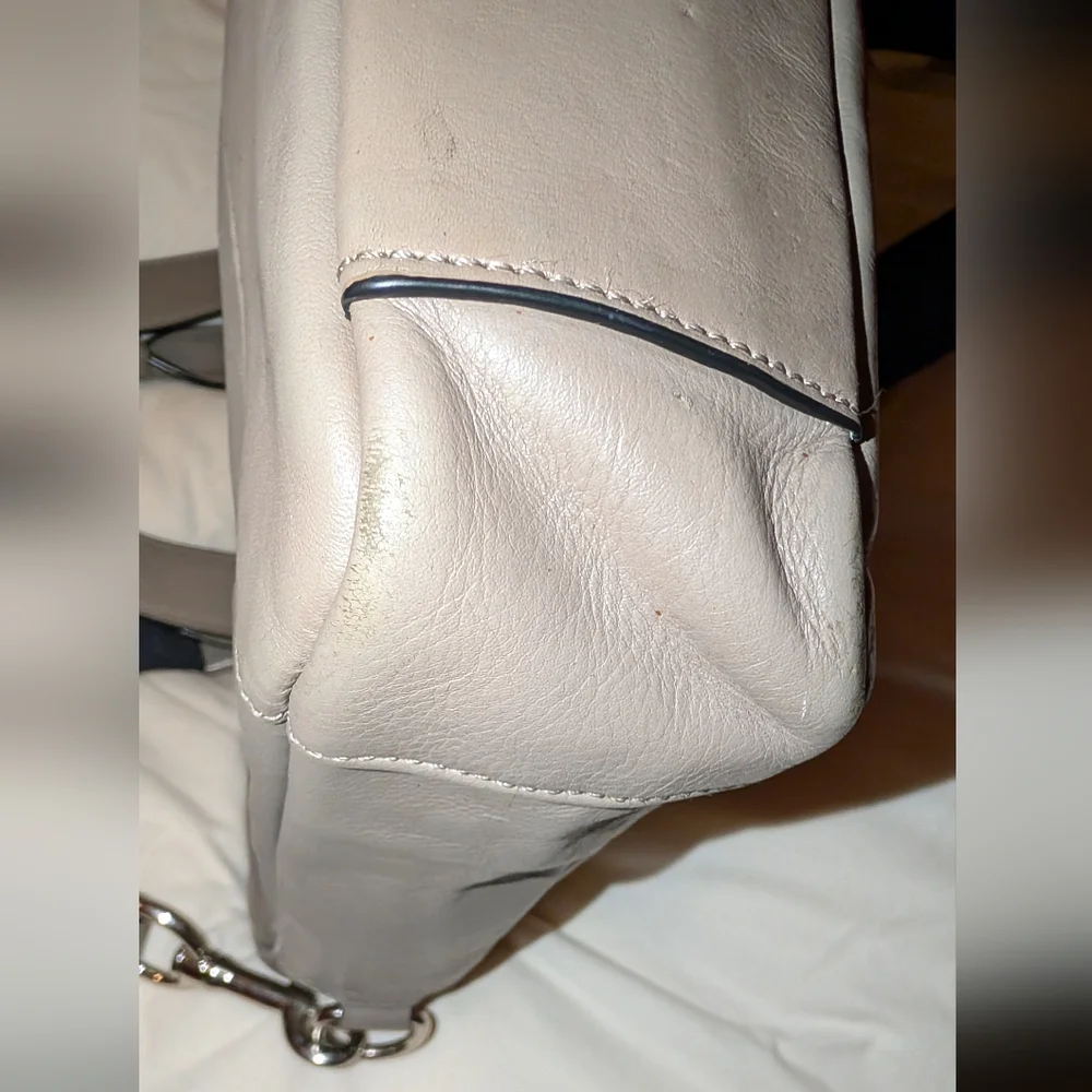 Coach Hudson Leather Briefcase Bag Fog Gray GUC